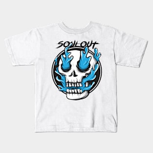 blue fire skull Kids T-Shirt